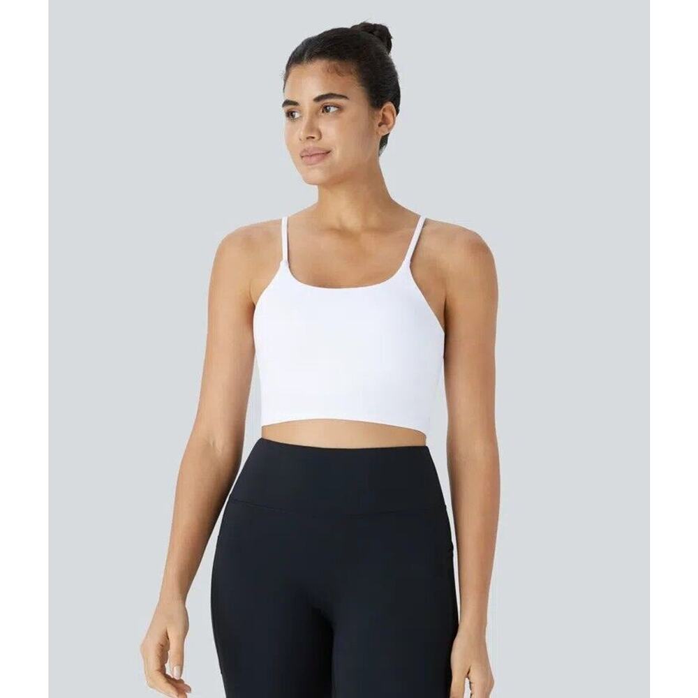 NWT Halara Padded Workout Cropped Tank Top SIZE MEDIUM White